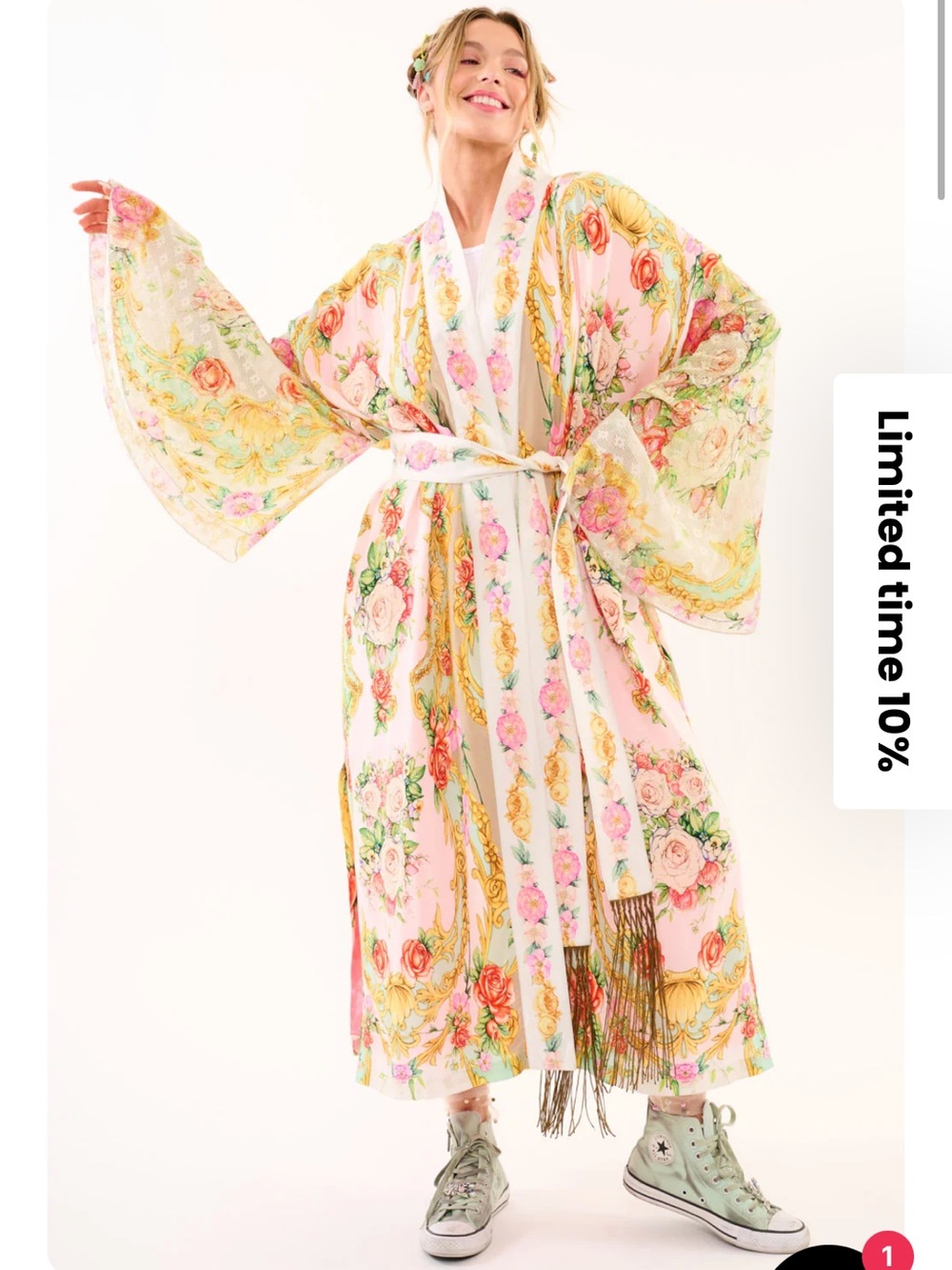 NWT Aratta Botticelli birth of venus kimono one size